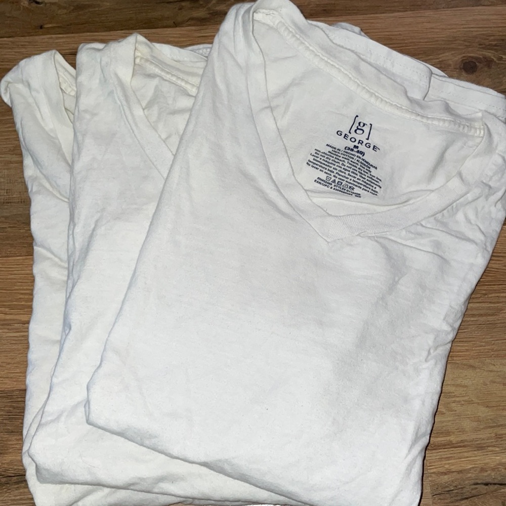 3 men’s white v-necks